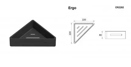 Угловая полка в ванну «Whitecross» Ergo ER2282BL на стену чёрная матовая