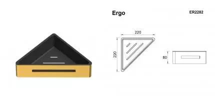 Угловая полка в ванну «Whitecross» Ergo ER2282GLB на стену брашированное золото