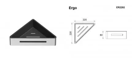 Угловая полка в ванну «Whitecross» Ergo ER2282NIB на стену брашированный никель