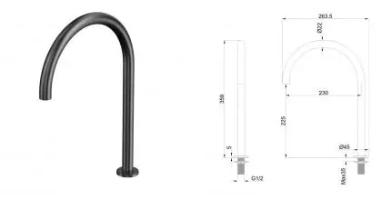 Излив к смесителю «Whitecross» Y1203GM оружейная сталь Излив к смесителю «Whitecross» Y1203GM оружейная сталь