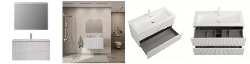 Мебель для ванной подвесная «Cezares» Duet-N 100 Ясень Белый Софт Мебель для ванной подвесная «Cezares» Duet-N 100 Ясень Белый Софт