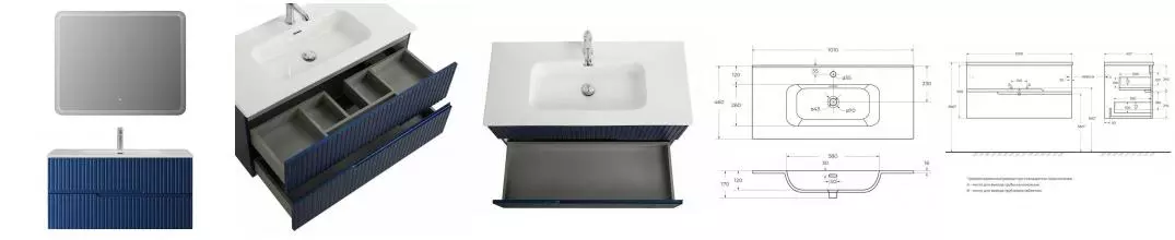 Мебель для ванной подвесная «Cezares» Duet-N 100 Sapfiro