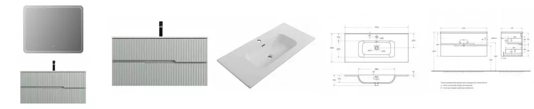 Мебель для ванной подвесная «Cezares» Duet-n 100 зелёная жемчужная