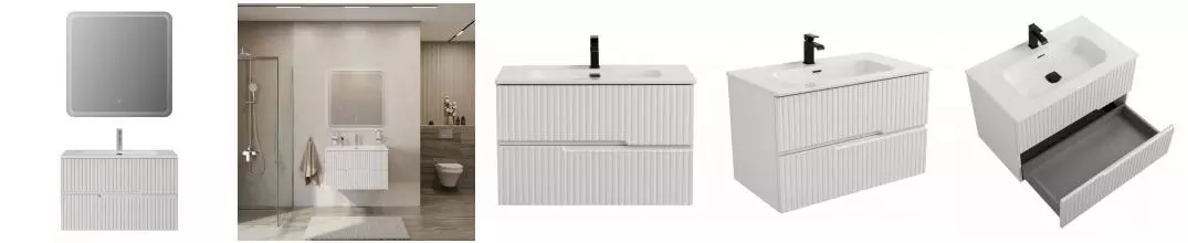 Мебель для ванной подвесная «Cezares» Duet-n 90 bianco opaco