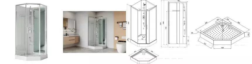 Душевая кабина «Aquanet» Passion P 3.0 90/90 низкий поддон прозрачная/белая-зеркало без крыши