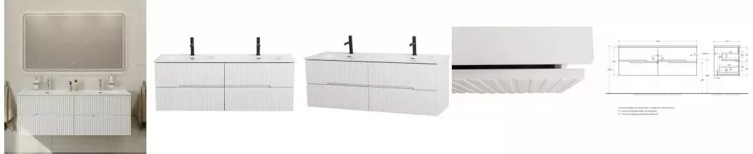 Мебель для ванной подвесная «Cezares» Duet-N 140 с 4 ящиками Bianco Lucido