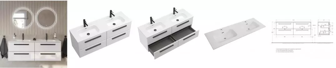 Мебель для ванной подвесная «Cezares» Eco-cer-n 140 с 4 ящиками Bianco Lucido