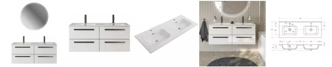 Мебель для ванной подвесная «Cezares» Eco-cer-n 120 с 4 ящиками Bianco Lucido