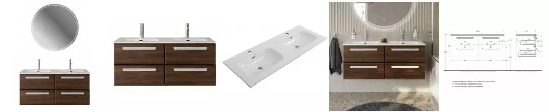 Мебель для ванной подвесная «Cezares» Eco-cer-n 120 с 4 ящиками Орех шоколад Софт