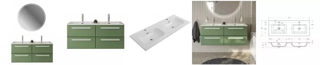 Мебель для ванной подвесная «Cezares» Eco-cer-n 120 с 4 ящиками Фисташковый Софт