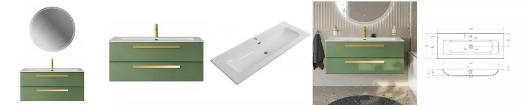 Мебель для ванной подвесная «Cezares» Eco-cer-n 120 Фисташковый Софт