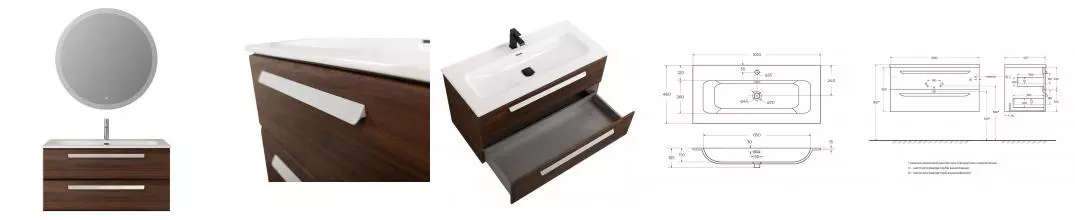 Мебель для ванной подвесная «Cezares» Eco-cer-n 100 Орех шоколад Софт