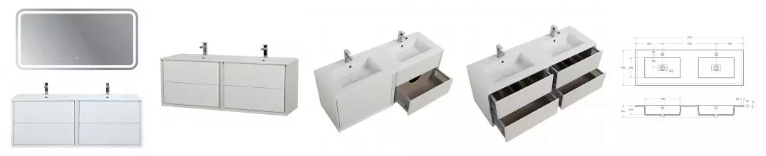 Мебель для ванной подвесная «Cezares» Bellagio 140 Bianco opaco