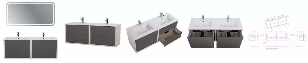 Мебель для ванной подвесная «Cezares» Bellagio 140 Grigio nuvola