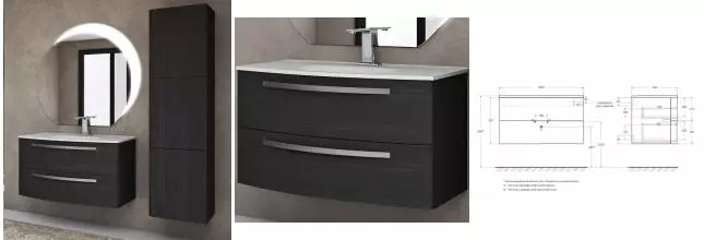 Мебель для ванной подвесная «Cezares» Comfort 100 Grigio Scuro