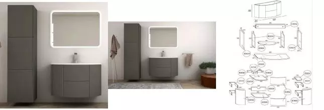 Мебель для ванной подвесная «Cezares» Eden 90 Grigio talpa opaco Мебель для ванной подвесная «Cezares» Eden 90 Grigio talpa opaco