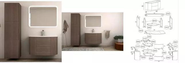 Мебель для ванной подвесная «Cezares» Eden 90 Rovere scuro Soft