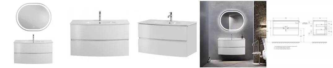 Мебель для ванной подвесная «Cezares» Elettra 100 Bianco opaco Мебель для ванной подвесная «Cezares» Elettra 100 Bianco opaco