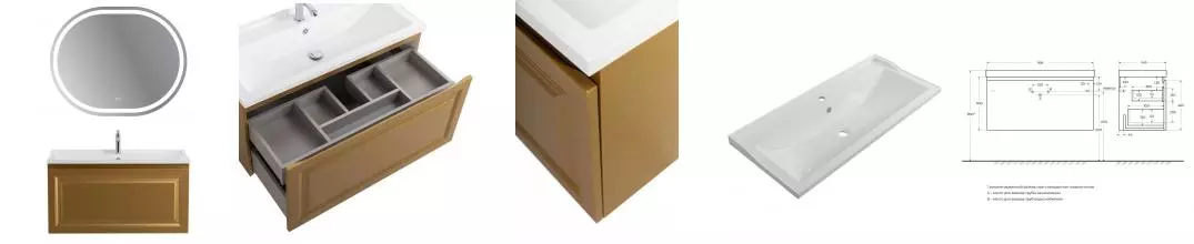 Мебель для ванной подвесная «Cezares» Giubileo-N 100 брашированное золото