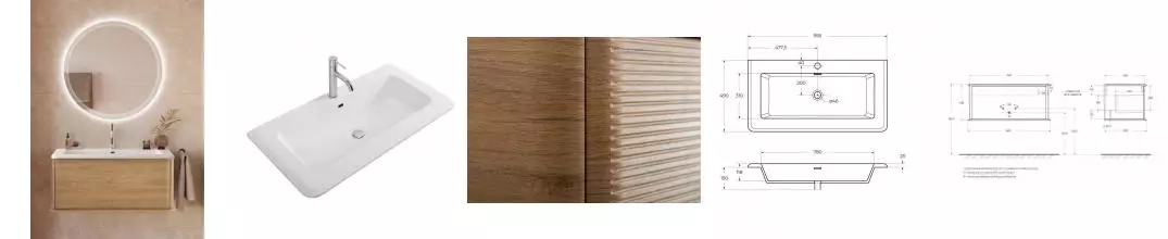 Мебель для ванной подвесная «Cezares» Idra 98 Rovere Tabacco