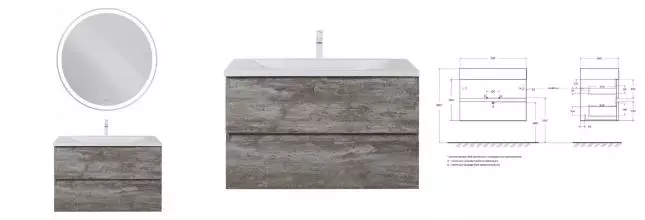 Мебель для ванной подвесная «Cezares» Molveno 80 Legno Grigio Мебель для ванной подвесная «Cezares» Molveno 80 Legno Grigio