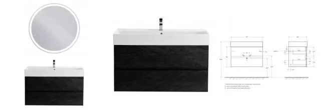 Мебель для ванной подвесная «Cezares» Molveno-46 80 Nero