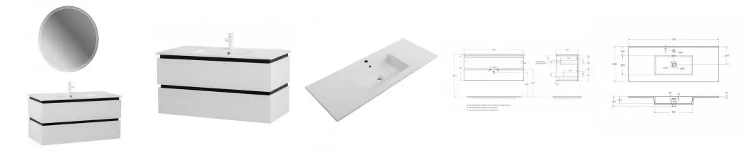 Мебель для ванной подвесная «Cezares» Plane 120 Bianco Lucido