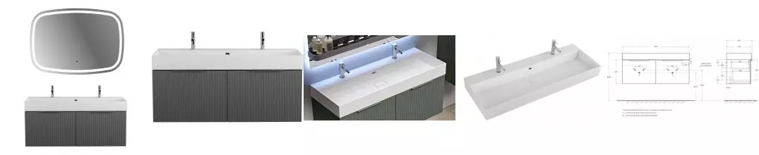 Мебель для ванной подвесная «Cezares» Premium Plisse 120 Grigio nuvola