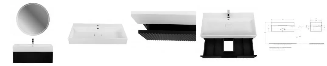 Мебель для ванной подвесная «Cezares» Premium Plisse 90 Nero opaco