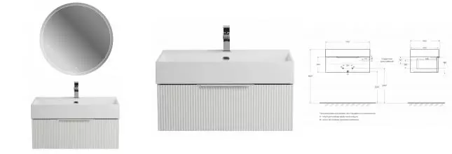 Мебель для ванной подвесная «Cezares» Premium Plisse 70 Bianco opaco