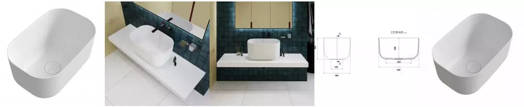 Раковина «Kupala» Chasha 60/40 искусственный камень белая матовая