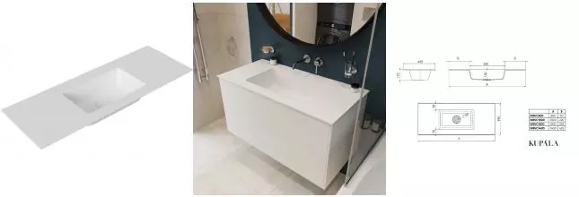 Раковина «Kupala» Cubo 100 искусственный камень белая матовая Раковина «Kupala» Cubo 100 искусственный камень белая матовая