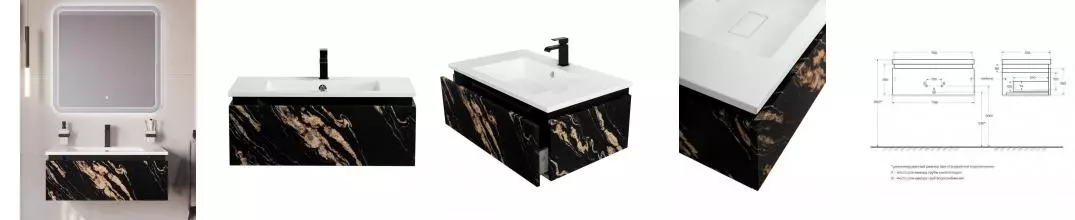 Мебель для ванной подвесная «Cezares» Slider 80 чёрный фьюжн