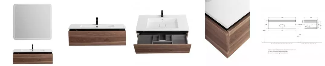 Мебель для ванной подвесная «Cezares» Slider 100 орех дымчатый