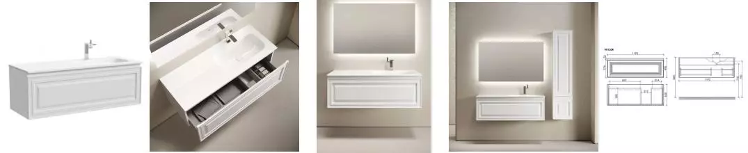 Тумба с раковиной «Sancos» Very 120 (Grace CN7021 121/46) подвесная Bianco правая