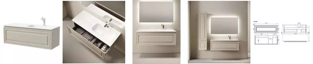 Тумба с раковиной «Sancos» Very 120 (Grace CN7021 121/46) подвесная Beige Soft правая