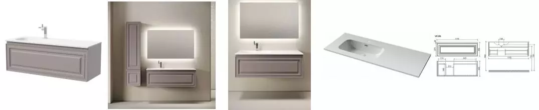 Тумба с раковиной «Sancos» Very 120 (Element CN7006L 121/47) подвесная Doha Soft левая