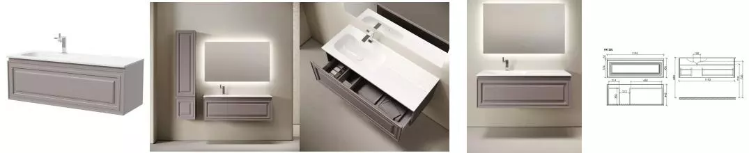 Тумба с раковиной «Sancos» Very 120 (Grace CN7020 121/46) подвесная Doha Soft левая