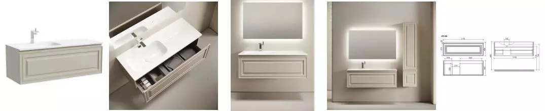 Тумба с раковиной «Sancos» Very 120 (Grace CN7020 121/46) подвесная Beige Soft левая