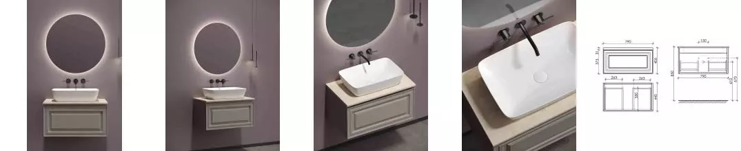 Мебель для ванной подвесная «Sancos» Very 80 со столешницей Doha Soft