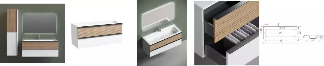 Мебель для ванной подвесная «Sancos» Delta 120 дуб светлый/белая