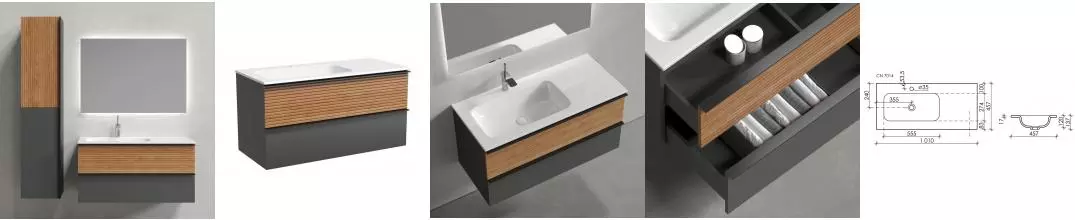 Мебель для ванной подвесная «Sancos» Delta 100 дуб красный/графит левая/правая Мебель для ванной подвесная «Sancos» Delta 100 дуб красный/графит левая/правая