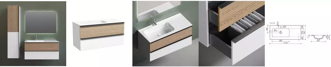 Мебель для ванной подвесная «Sancos» Delta 100 дуб светлый/белая левая/правая