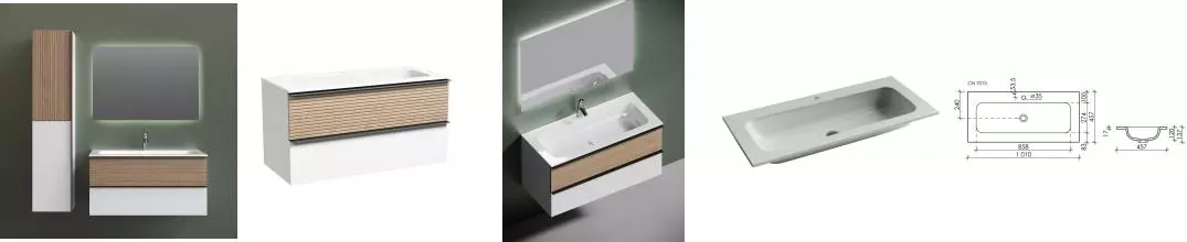 Мебель для ванной подвесная «Sancos» Delta 100 дуб светлый/белая