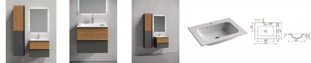 Мебель для ванной подвесная «Sancos» Delta 60 дуб красный/графит Мебель для ванной подвесная «Sancos» Delta 60 дуб красный/графит