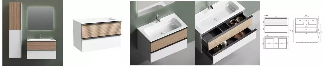 Мебель для ванной подвесная «Sancos» Delta 80 дуб светлый/белая