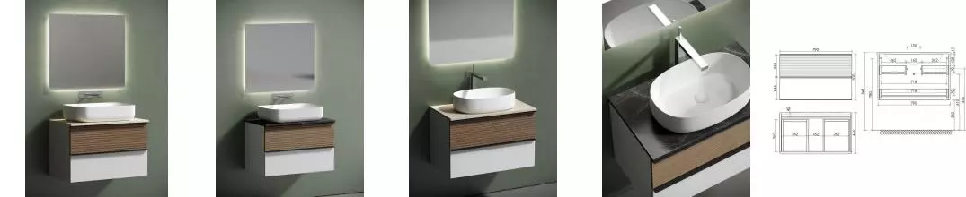 Мебель для ванной подвесная «Sancos» Delta 80 со столешницей дуб светлый/белая