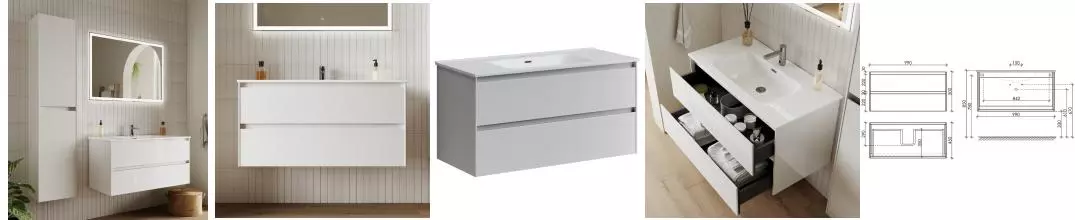 Мебель для ванной подвесная «Sancos» Cento 100 белая глянцевая