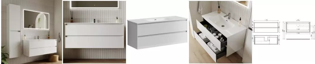 Мебель для ванной подвесная «Sancos» Cento 120 белая глянцевая