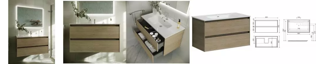 Мебель для ванной подвесная «Sancos» Cento 90 карпатская ель